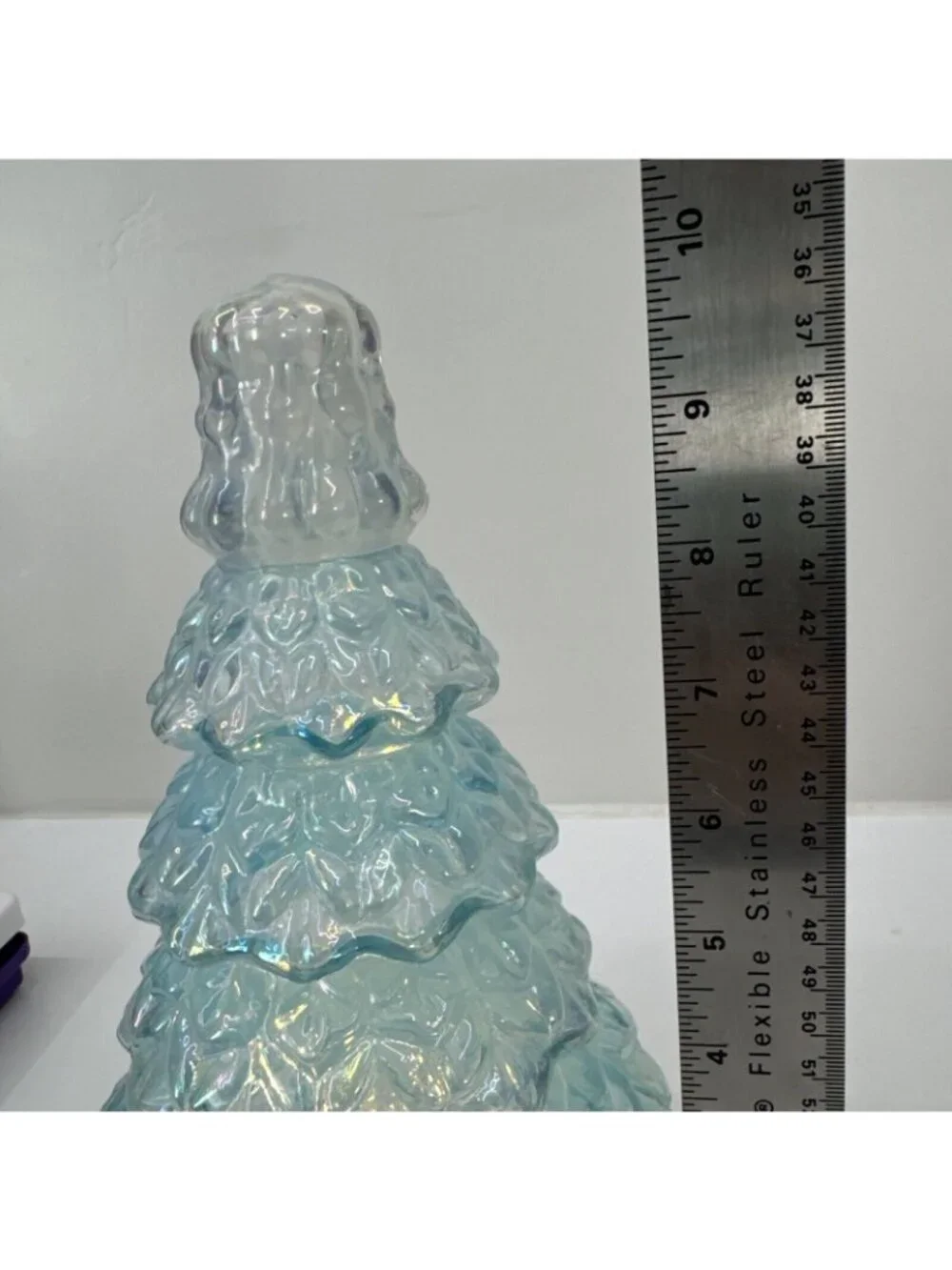 Light Blue Iridescent Glass Christmas Tree LED Lights 11